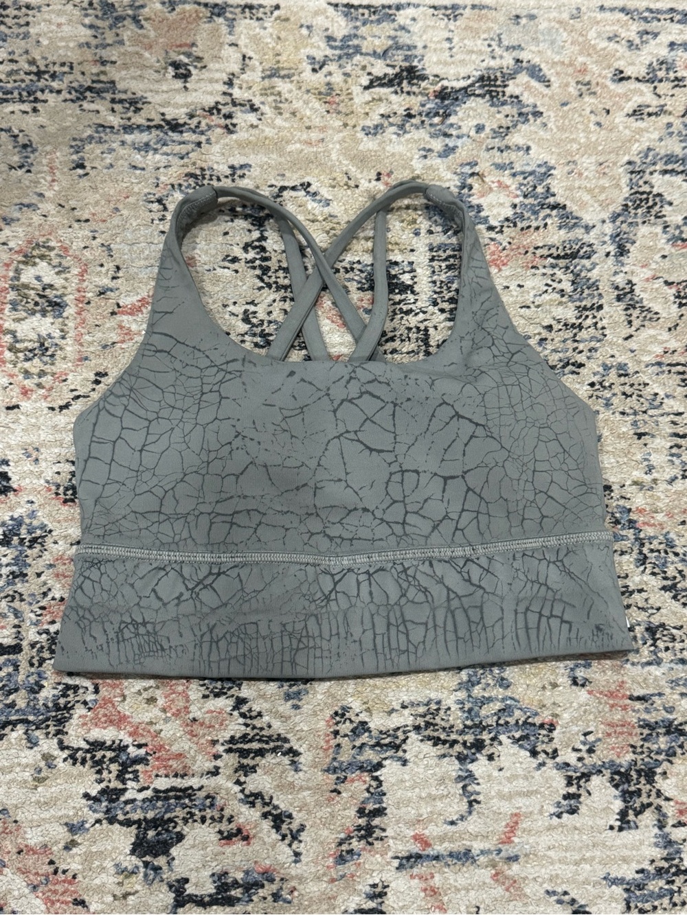 Lululemon Energy Longline Bra In Thread Dye Rover Black Size 2